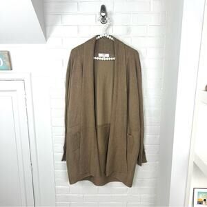 Magaschoni Brown Ribbed Knit Cardigan Sweater Size XXL